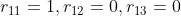 r_{11}=1,r_{12}=0,r_{13}=0