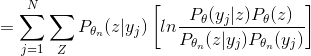 =\sum_{j=1}^{N} \sum_{Z}P_{\theta_n}(z|y_j) \left[ ln\frac{P_{\theta}(y_j|z)P_\theta(z)}{P_{\theta_n}(z|y_j)P_{\theta_n}(y_j)} \right ]