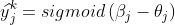 y\widehat{}_{j}^{k} = sigmoid\left ( \beta _{j}-\theta _{j}\right )