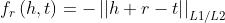 f_{r}\left ( h,t \right ) = - \left | \left | h+r-t \right | \right |_{L1/L2}