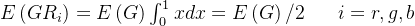 E\left ( GR_{i} \right )=E\left ( G \right )\int_{0}^{1}xdx=E\left ( G \right )/2\; \; \; \; \; \; i=r,g,b