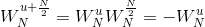 W_{N}^{u+\frac{N}{2}}=W_{N}^{u}W_{N}^{\frac{N}{2}}=-W_{N}^{u}