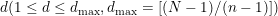 d(1\leq d\leq d_{\max},d_{\max}=[(N-1)/(n-1)])