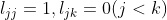 l_{jj}=1,l_{jk}=0(j<k)