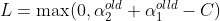 L = \max (0,\alpha _2^{old} + \alpha _1^{olld} - C)