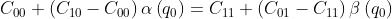 C_{00}+\left ( C_{10}-C_{00}\right )\alpha \left ( q_{0} \right )=C_{11}+\left ( C_{01}-C_{11}\right )\beta \left ( q_{0} \right )