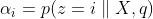 \alpha _{i} = p(z = i\parallel X , q)