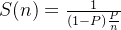 S(n)=\frac{1}{(1-P)+\frac{P}{n}}