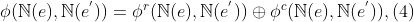 \phi (\mathbb{N}(e), \mathbb{N}(e^{'}))=\phi ^{r}(\mathbb{N}(e), \mathbb{N}(e^{'}))\oplus \phi ^{c}(\mathbb{N}(e), \mathbb{N}(e^{'})),(4)