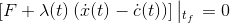 \left[F+\lambda(t)\left(\dot{x}(t)-\dot{c}(t) \right ) \right ]\left|_{t_f}\right.=0