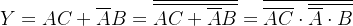 Y = AC+\overline{A}B=\overline {\overline{ AC + \overline{A}B }}=\overline{\overline{AC}\cdot\overline{\overline{A}\cdot B}}