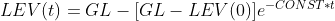 LEV(t)=GL-[GL-LEV(0)]e^{-CONST*t}