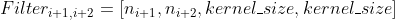 Filter_{i+1,i+2}=[n_{i+1},n_{i+2},kernel\_size,kernel\_size]