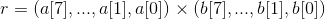 r=(a[7],...,a[1],a[0])\times (b[7],...,b[1],b[0])