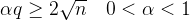 \alpha q\geq 2\sqrt n\quad 0<\alpha<1