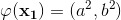 \varphi (\mathbf{x_1})=(a^2,b^2)