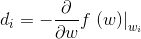 d_{i}=-\frac{\partial}{\partial w} f\left.(w)\right|_{w_{i}}