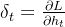 \delta_t=\frac{\partial L}{\partial h_t}