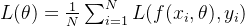 L(\theta) = \frac{1}{N} \sum_{i=1}^{N} L(f(x_{i}, \theta), y_i)