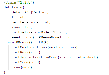 图 3. KMeans.train 方法预览