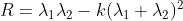 R = \lambda _1\lambda _2 - k(\lambda _1+\lambda _2)^{2}