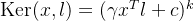 \mathrm{Ker}(x,l)=(\gamma x^Tl+c)^k