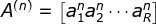 A^{(n)}=\left [ a_{1}^{n} a_{2}^{n} \cdots a_{R}^{n}\right ]