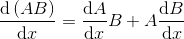 \frac{\mathrm{d} \left ( AB \right )}{\mathrm{d} x}=\frac{\mathrm{d} A }{\mathrm{d} x}B+A\frac{\mathrm{d} B }{\mathrm{d} x}