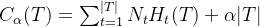 C_{\alpha }(T) = \sum_{t=1}^{|T|} N_{t}H_{t}(T) + \alpha |T|