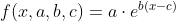 f(x,a,b,c)=a\cdot e^{b(x-c)}