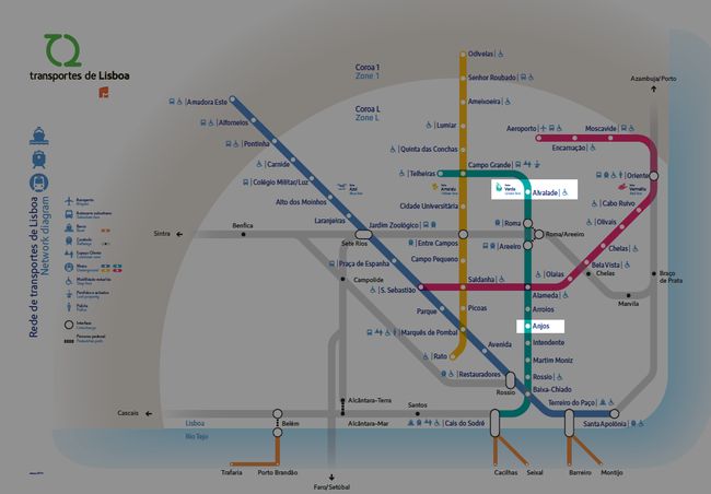 映射到里斯本地铁地图