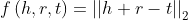 f\left ( h,r,t \right ) = \left | \left | h+r-t \right | \right |_{2}