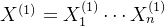 X^{(1)}=X_{1}^{(1)}\cdots X_{n}^{(1)}