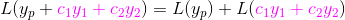 L(y_{p}+{\color{Magenta} c_{1}y_{1}+c_{2}y_{2}})=L(y_{p})+L({\color{Magenta} c_{1}y_{1}+c_{2}y_{2}})