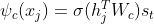 \psi_c(x_j) = \sigma(h_j^TW_c) s_t