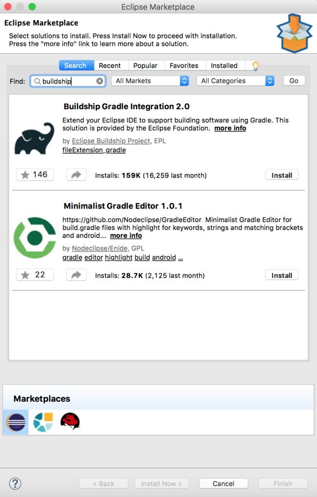 Eclipse Marketplace：Gradle Buildship 插件