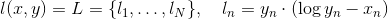 l(x,y) = L = \{ l_1,\dots,l_N \}, \quad l_n = y_n \cdot \left( \log y_n - x_n \right)