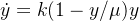 \dot{y}=k(1-y/\mu )y