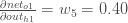 \ frac {\ partial net_ {o1}} {\ partial out_ {h1}} = w_5 = 0.40