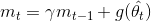 m_{t}=\gamma m_{t-1}+g(\hat{\theta _{t}})