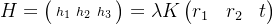 H=\bigl(\begin{smallmatrix} h_{1} &h_{2} & h_{3} \end{smallmatrix}\bigr)=\lambda K\begin{pmatrix} r_{1} & r_{2} & t \end{pmatrix}