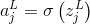 a_j^L=\sigma \left ( z_j^L \right )