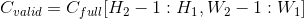 C_{valid} = C_{full}[H_{2}-1:H_{1},W_{2}-1:W_{1}]