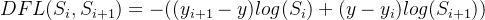 DFL(S_{i},S_{i+1}) = -((y_{i+1}-y)log(S_{i})+(y-y_{i})log(S_{i+1}))