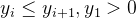 y_{i}\leq y_{i+1},y_{1}> 0