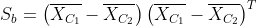 S_{b}=\left(\overline{X_{C_{1}}}-\overline{X_{C_{2}}}\right)\left(\overline{X_{C_{1}}}-\overline{X_{C_{2}}}\right)^{T}