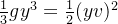 \frac{1}{3}gy^3=\frac{1}{2}(yv)^2