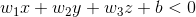 w_1x+w_2y+w_3z+b<0