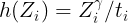 \large h(Z_i) = Z_i^{\gamma} /t_i