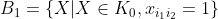 B_{1}=\left \{ X|X\in K_{0},x_{i_{1}i_{2}}=1 \right \}